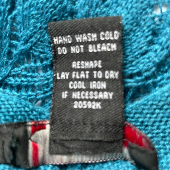 Teal Crochet Bat Wing Top - Small - Picture 6 of 6